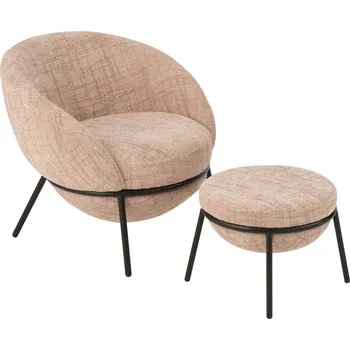 Křeslo Světle růžové lounge křeslo s podnožkou Renon - 72*75*70 cm