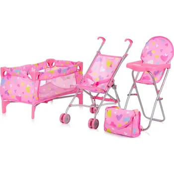 Kočárek pro panenku CHIPOLINO Sada pro panenky 3v1 Trixy Hearts