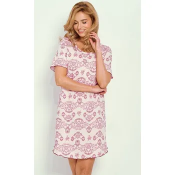 Dámská noční košile 100% bavlněná noční košile Tara růžová květovaná 3XL