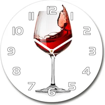 Hodiny Skleněné hodiny kulaté Červené víno