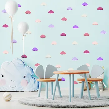 Samolepící dekorace Textilní nálepka na zeď "Obláčky" Tmavé fialové barvy