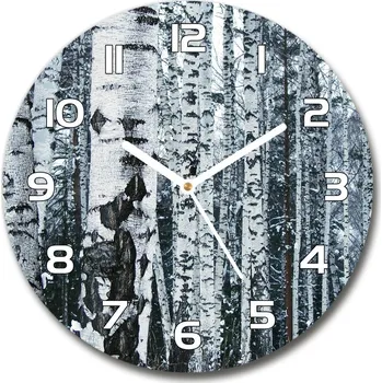 Hodiny Skleněné hodiny kulaté Stromy břízy