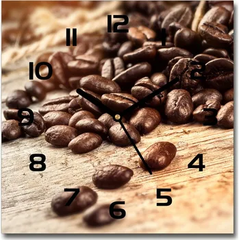 Hodiny Skleněné hodiny čtverec Zrnka kávy