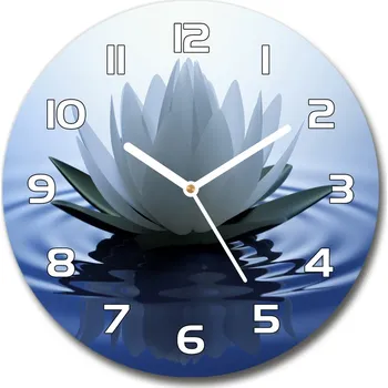 Hodiny Skleněné hodiny kulaté Vodní lilie