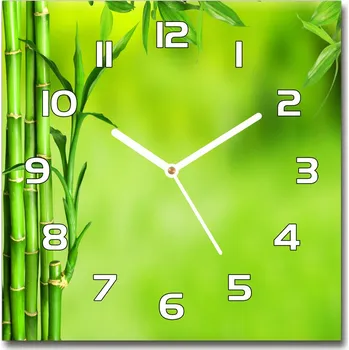 Hodiny Skleněné nástěnné hodiny čtverec Bambus
