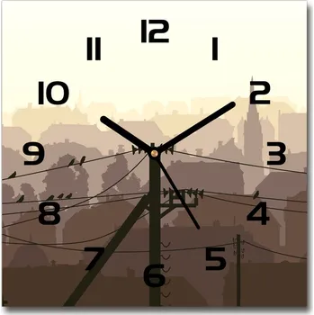 Hodiny Skleněné hodiny město vysoké napětí 30x30 Město vysoké napětí