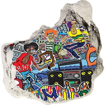 Fototapeta Foto fotografie díra na zeď Hudební koláž