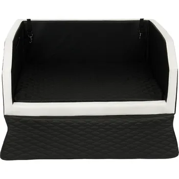Pelíšek pro psa Ochranný potah pro psa 2v1 s matrací do auta eko kůže 90x55 black white