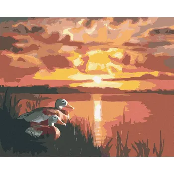 zuty Zuty - Malování Podle Čísel - Kachny A Západ Slunce (D. Rusty Rust), 40X50 Cm, Plátno