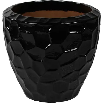 Květináč Cascara Couple Relief Black Shiny Ø 55 cm / V 50 cm