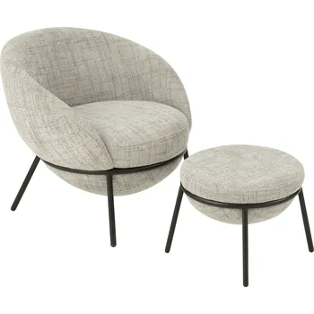 Křeslo Světle šedé lounge křeslo s podnožkou Renon - 72*75*70 cm