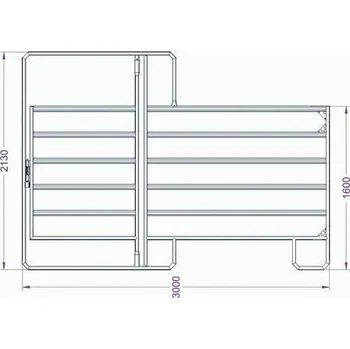 Panel ohradní TEXAS s dveřmi pozink, 6 příček, výška 1,6 m, 2 řetízky, délka 3 m