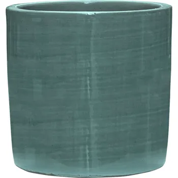 Květináč Plain Striped Cylinder Aqua Ø 20 cm / V 19 cm