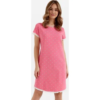 Dámská noční košile Noční košile Emotion růžová s bílými puntíky S
