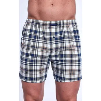 Pánské spodní prádlo Bílo-modré pánské kárované trenýrky Cornette Comfort 002/319 S-2XL Velikost: L, Barva: bílo-modrá
