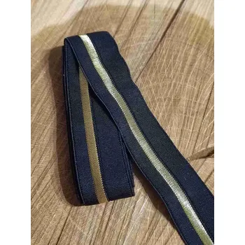 Textilní guma Lemovací pruženka půlená šíře 20 mm 0,85 m barva černo zlatá