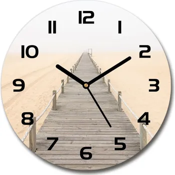 Hodiny Skleněné hodiny kulaté Stezka na pláži