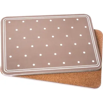 prostírání Korkové podložky pod šálek 29 x 21 cm 2 ks tmavě šedé s puntíky