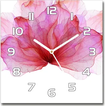Hodiny Skleněné hodiny čtverec Růžové květiny