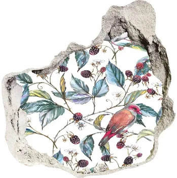 Fototapeta Nálepka 3D díra na zeď Ostružiny a ptáci