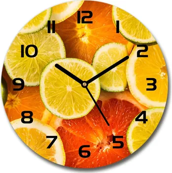 Hodiny Skleněné hodiny kulaté Citrusové ovoce
