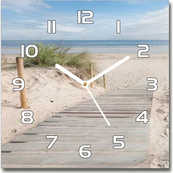 Hodiny Skleněné nástěnné hodiny čtverec Pláž