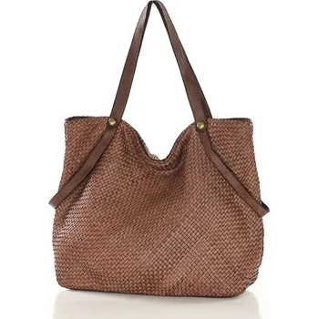 Kabelka GENUINE LEATHER Kožená kabelka přes rameno Mazzini MM244 hnědá