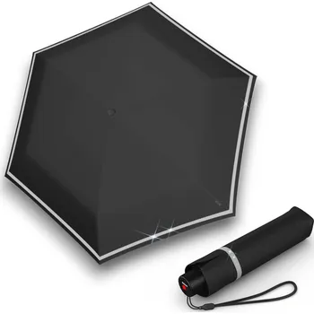 Deštník KNIRPS ROOKIE BLACK REFLECTIVE - lehký skládací deštník černá 9560501000
