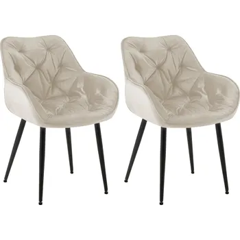 Jídelní židle Jídelní židle Tanna - 2 kusy - samet | krémová