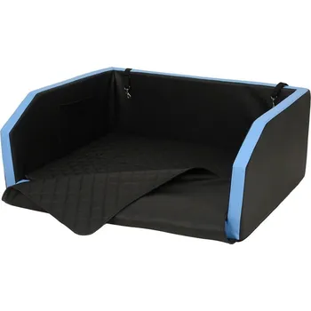 Pelíšek pro psa Ochranný potah pro psa 2v1 s matrací do auta eko kůže 90x55 black blue