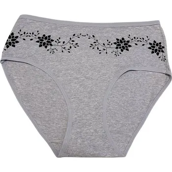 Kalhotky Dámské bavlněné kalhotky Květ VĚTŠÍ VELIKOST - šedá Velikost: XL