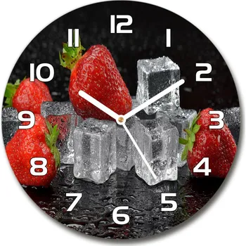 Hodiny Skleněné hodiny na stěnu Jahody s ledem