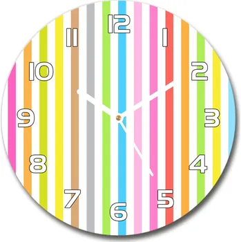 Hodiny Skleněné hodiny kulaté Barevné pásky