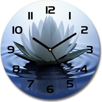 Hodiny Skleněné hodiny kulaté Vodní lilie