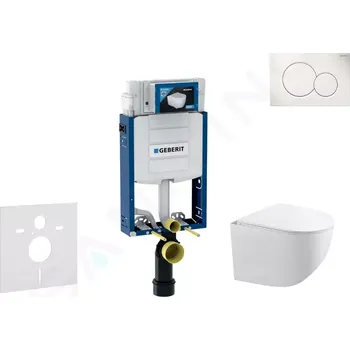 Splachovací tlačítko Geberit Kombifix Set předstěnové instalace, klozetu Gaia a sedátka softclose, tlačítko Sigma01, alpská bílá, SANI15CA3113