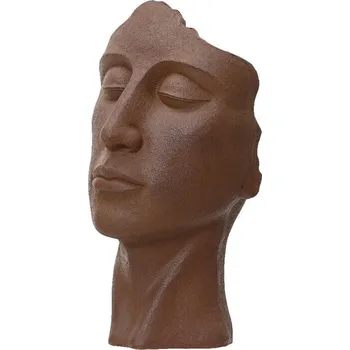 Květináč Kaemingk Dekorace/květináč WOMAN FACE, 40x37x70 cm, hnědá rez, KSD