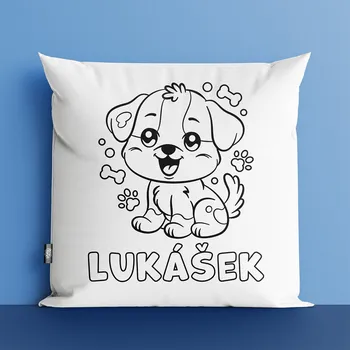 Dekorativní polštářek Pejsek se jménem Omalovánkový polštář