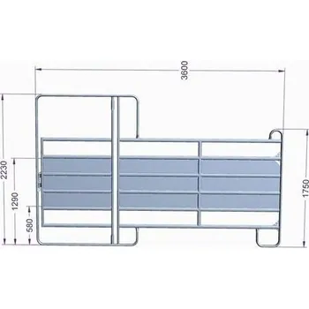 Panel ohradní EURO s dveřmi pozink, 3x výplň, výška 1,6 m, délka 3,6 m, řetízek
