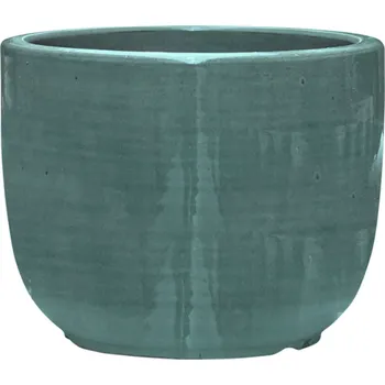 Květináč Plain Striped Couple Aqua Ø 21 cm / V 16 cm