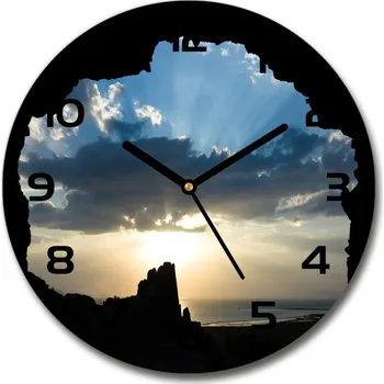 Hodiny Skleněné hodiny kulaté Západ slunce