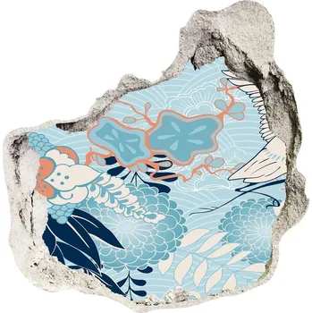 Fototapeta Díra 3D fototapeta nálepka Jeřáb a květiny