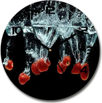 Hodiny Skleněné hodiny kulaté Jahody pod vodou