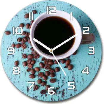 Hodiny Skleněné hodiny kulaté Černá káva