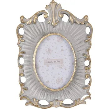 Rám na obraz Šedo-zlatý antik fotorámeček na malou fotografii - 12*2*16 cm / 6*9 cm