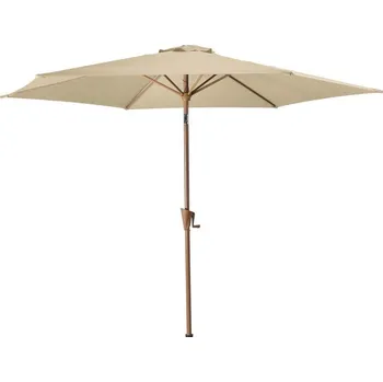 Slunečník Zahradní kulatý slunečník 3m s kloubem polohovací, béžová + vzhled dřeva