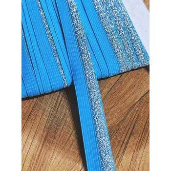 Textilní guma Lemovací pruženka šíře 17 mm s lurexem barva tyrkys stříbrná