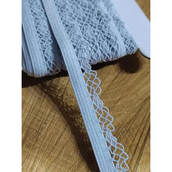 Textilní guma Ozdobná pruženka šíře 12 mm barva šedá světlá