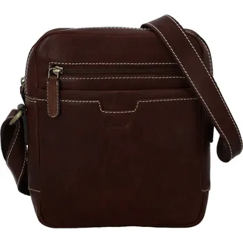 DIVILEY Pánská kožená taška přes rameno Bastien hnědá I