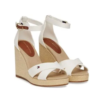 Dámské sandále Sandály Tommy Hilfiger Flag High Wedge Espad Crisscross FW0FW08661 Écru 42