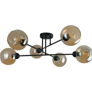 Lustr na tyči VASCO 6xE27/60W/230V černá/kouřová béžová